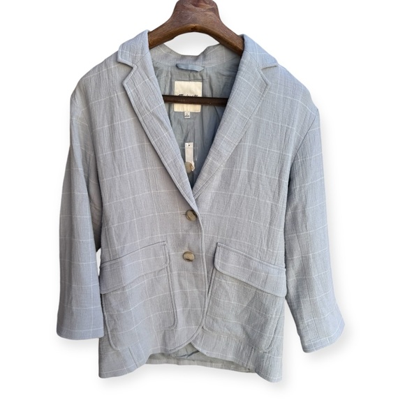 Madewell Larsen Linen Blend Relaxed Windowpane Blazer - Picture 4 of 13